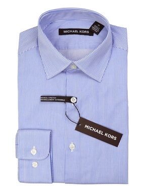 Michael Kors Boys Dress Shirt Sz 12 Lavender Pink Stripe Designer Button Down